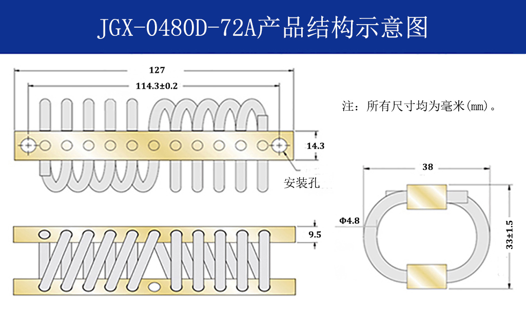 JGX-0480D-72A多應用鋼絲繩隔振器結(jié)構(gòu)