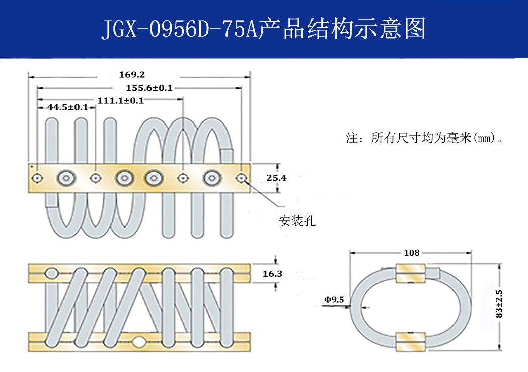 JGX-0956D-75A多應用鋼絲繩減震器結(jié)構